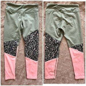 🐆 H&M Sport Girls Colorblock Leopard Print Leggings | Size 3–4T